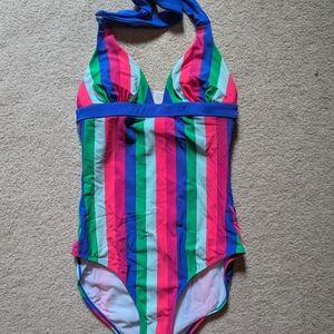 Boden Multicolor Stripe One-Piece Swimsuit